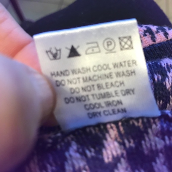 100% Extra fine Merino wool houndstooth pink/navy sweater - Picture 11 of 12